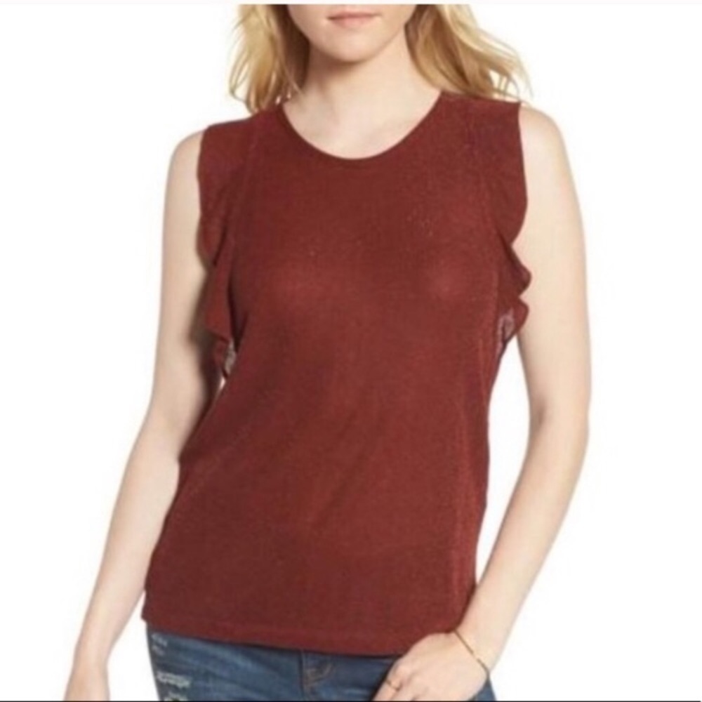 Madewell Ribbed Metallic Knit Top EUC